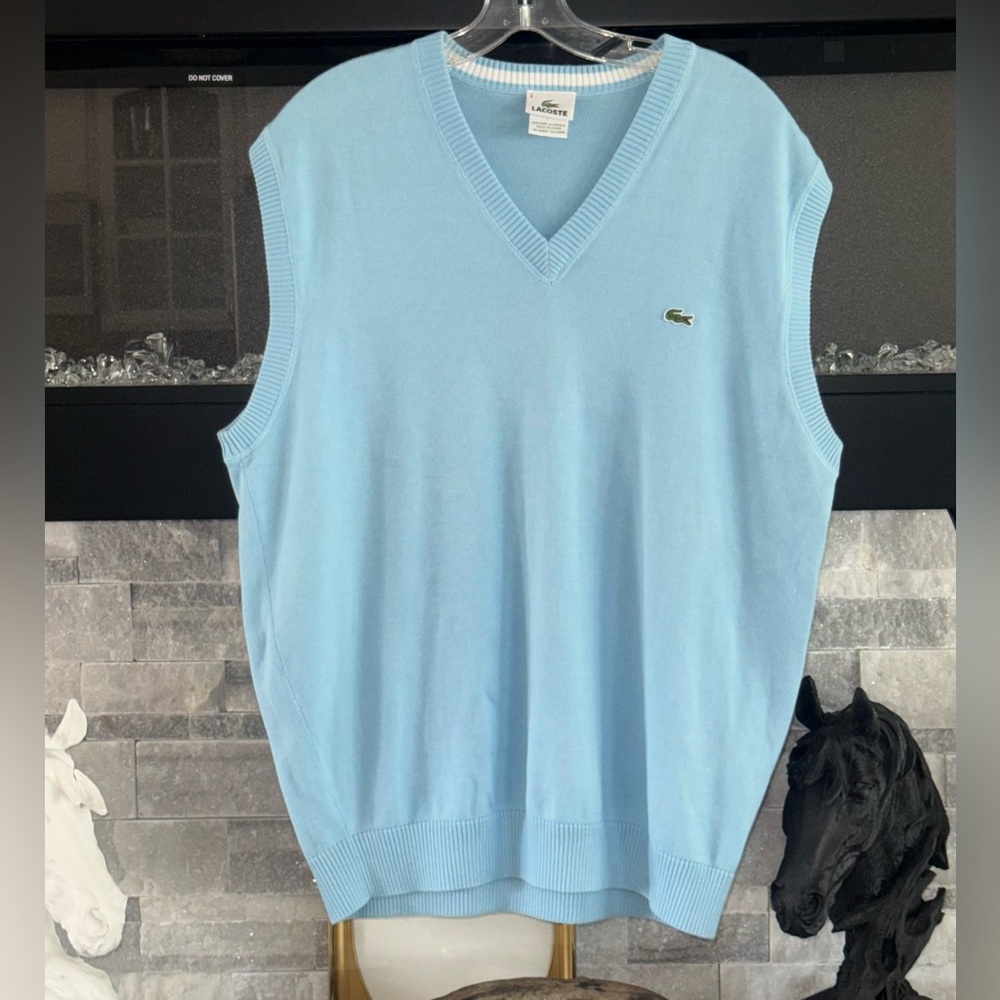 Lacoste Men's Sky Blue V-Neck Vest Sz 6
